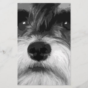 Een zwarte en witte miniatuur Schnauzer Briefpapier