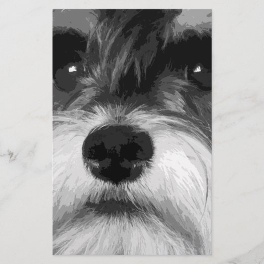 Een zwarte en witte miniatuur Schnauzer Briefpapier (Voorkant)