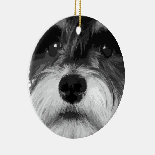 Een zwarte en witte miniatuur Schnauzer Keramisch Ornament (Rechts)