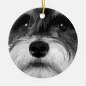 Een zwarte en witte miniatuur Schnauzer Keramisch Ornament (Voorkant)