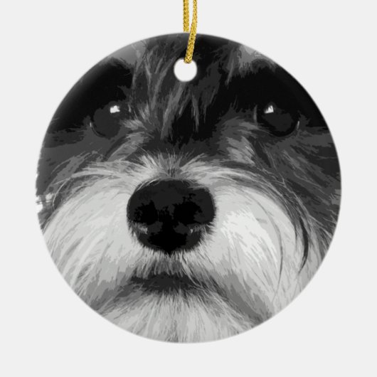 Een zwarte en witte miniatuur Schnauzer Keramisch Ornament (Voorkant)