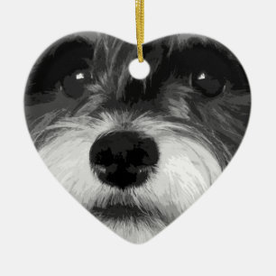 Een zwarte en witte miniatuur Schnauzer Keramisch Ornament
