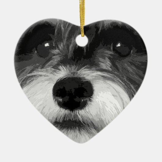 Een zwarte en witte miniatuur Schnauzer Keramisch Ornament (Voorkant)