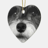 Een zwarte en witte miniatuur Schnauzer Keramisch Ornament (Links)