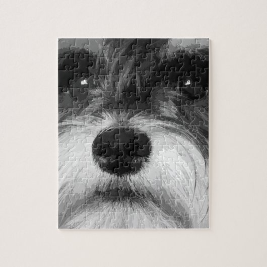 Een zwarte en witte miniatuur Schnauzer Legpuzzel (Verticaal)