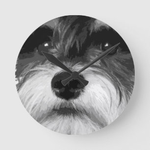 Een zwarte en witte miniatuur Schnauzer Ronde Klok