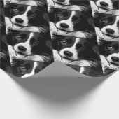 Een zwarte en witte rand collie cadeaupapier (Hoek)