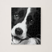 Een zwarte en witte rand collie legpuzzel (Verticaal)
