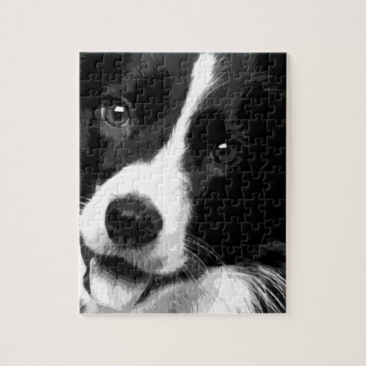 Een zwarte en witte rand collie legpuzzel (Verticaal)