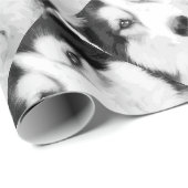 Een zwarte en witte Siberische husky Cadeaupapier (Rol Hoek)