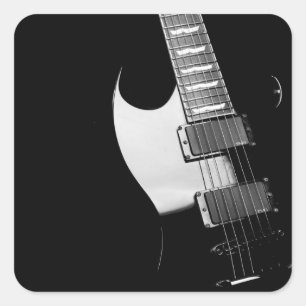 Een zwarte gitaar vierkante sticker