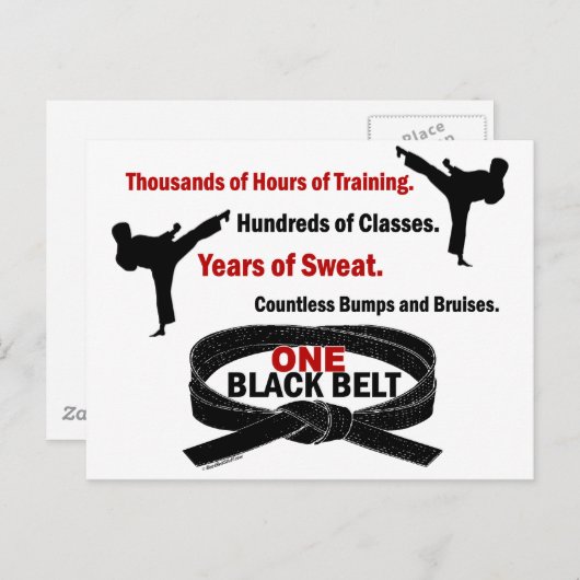 ÉÉN zwarte gordel 1 KARTE T-SHIRS EN APPAREL Briefkaart (Voorkant / Achterkant)