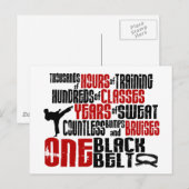 ÉÉN zwarte gordel 2 KARTE T-SHIRS EN APPAREL Briefkaart (Voorkant / Achterkant)