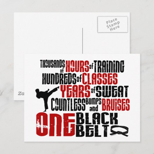 ÉÉN zwarte gordel 2 KARTE T-SHIRS EN APPAREL Briefkaart (Voorkant / Achterkant)