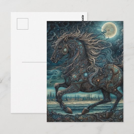 Een zwarte hengst briefkaart (Voorkant / Achterkant)