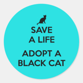 Een zwarte kat aannemen ronde sticker