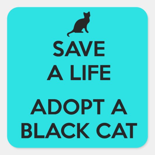 Een zwarte kat aannemen vierkante sticker (Voorkant)