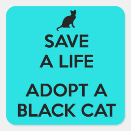 Een zwarte kat aannemen vierkante sticker