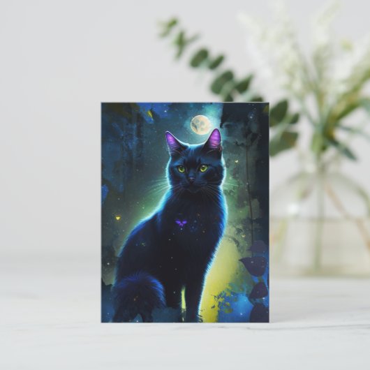 Een zwarte kat briefkaart (Staand voorkant)