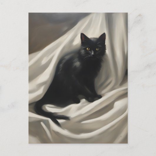 Een zwarte kat briefkaart (Voorkant)