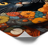 Een zwarte kat in een bloementrui poster (Hoek)