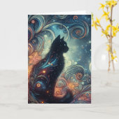 Een zwarte kat kaart (Gele Bloem)