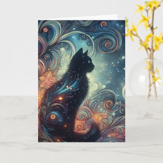 Een zwarte kat kaart (Gele Bloem)