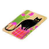 Een zwarte kat met kamerplanten magneet (Linkerzijde)
