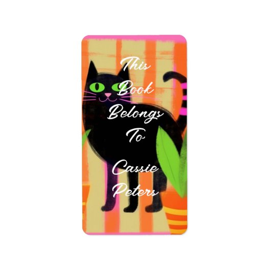 Een zwarte kat met kamerplanten waar dit boek toe etiket (Voorkant)