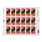 Een zwarte kat met kamerplanten waar dit boek toe etiket (Full Sheet)