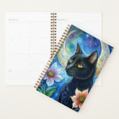 Een zwarte kat met opvallende gele ogen planner (Display)