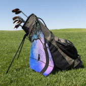 Een zwarte kat op een draad Volle maan Golfhanddoek (Groen)