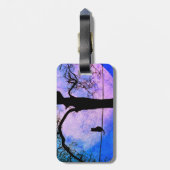 Een zwarte kat op een draad Volle Maan Naam Bagagelabel (Achterkant verticaal)