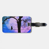 Een zwarte kat op een draad Volle Maan Naam Bagagelabel (Achterkant horizontaal)