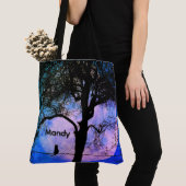 Een zwarte kat op een draad Volle Maan Naam Tote Bag (Dichtbij)