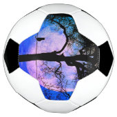 Een zwarte kat op een draad Volle maan Voetbal (Gedraaid)