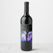 Een zwarte kat op een draad Volle maan Wijn Etiket (Voorkant)