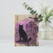 Een zwarte kat Waterverf  tijdschriftpagina Briefkaart (Staand voorkant)