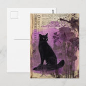 Een zwarte kat Waterverf  tijdschriftpagina Briefkaart (Voorkant / Achterkant)