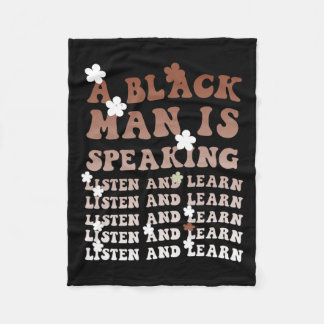 Een zwarte man spreekt Luister en Leer Black Zijn Fleece Deken