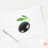 Eén zwarte olijf ronde sticker (Envelop)
