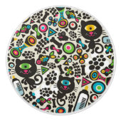 Eén zwarte oogkat keramische knop (Voorkant)