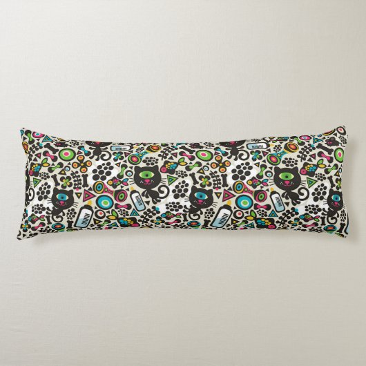 Eén zwarte oogkat lichaamskussen (Voorkant)