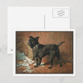 Een zwarte pug van Naughty door John Emms Briefkaart (Voorkant / Achterkant)