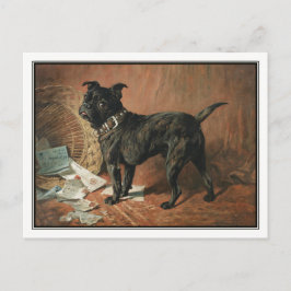 Een zwarte pug van Naughty door John Emms Briefkaart
