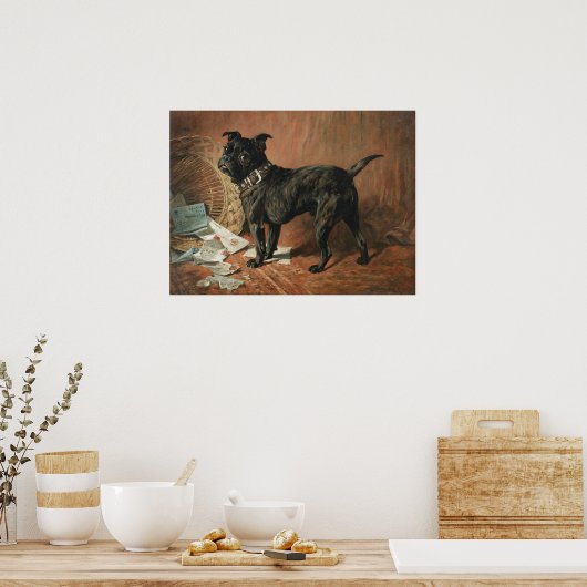 Een zwarte pug van Naughty door John Emms Poster (Keuken)