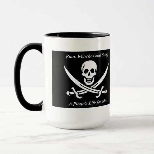 Een zwarte ringer van het Piratenleven mok (Links)