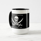 Een zwarte ringer van het Piratenleven mok (Voorkant links)