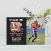 Een zwarte rode Football op zaterdag met foto Kaart (Staand voorkant)