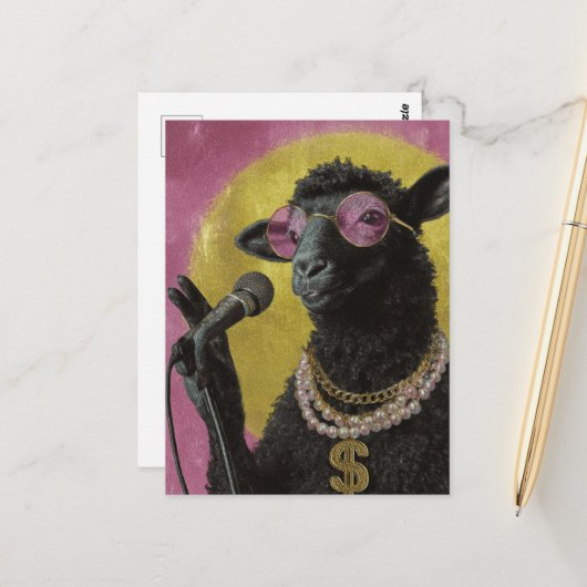 Een Zwarte Schaap Rockt Briefkaart (Voorkant / Achterkant in situ)